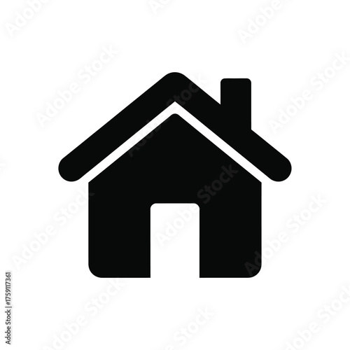 Simple house icon representing a home property and real estate a basic building glyph for a residential address or main page web button