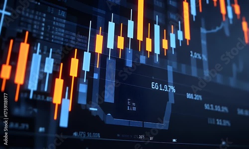 Animated financial stock market chart with a rising graph and trend line, symbolizing business growth, success, and profit. Investment and economy data visualization motion graphics video footage.