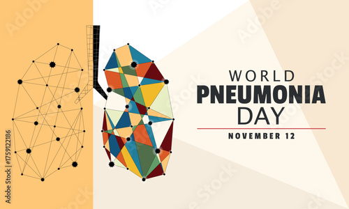 World Pneumonia Day Poster. Modern abstract concept of a lung