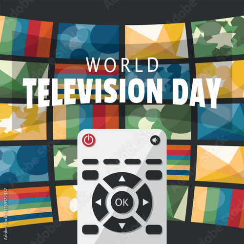 World Television Day Poster. Watch many tv shows using remote control