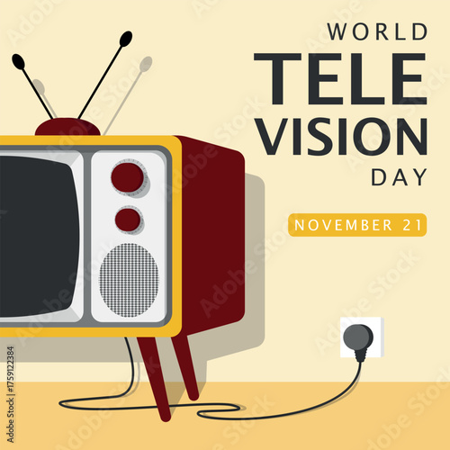 World Television Day Poster. Old television