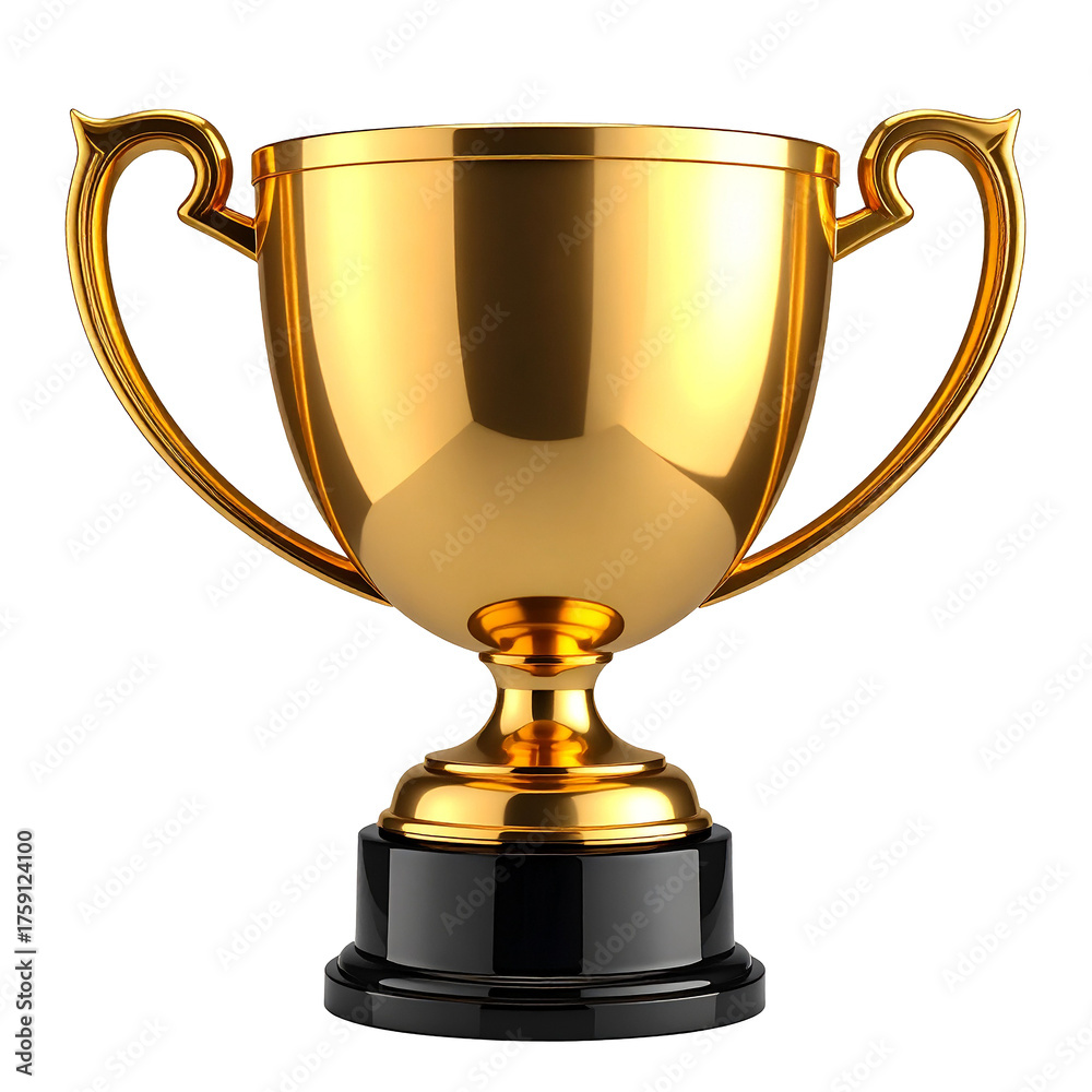 Fototapeta premium PNG Golden Triumph: A gleaming, golden trophy stands as a symbol of achievement and triumph, an emblem of success and recognition.
