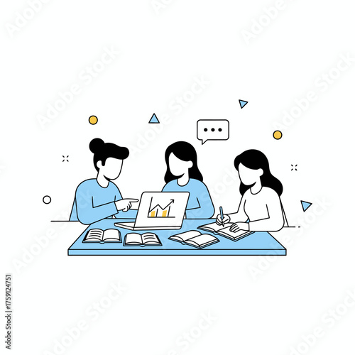 Dynamic startup team collaborating on growth strategy, analyzing data on laptop and brainstorming ideas to achieve success in a modern workspace setting