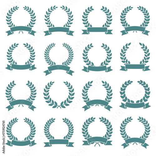 Elegant olive laurel wreaths with banners, perfect for awards, logos, and branding, adding classic sophistication and symbolizing achievement and victory beautifully