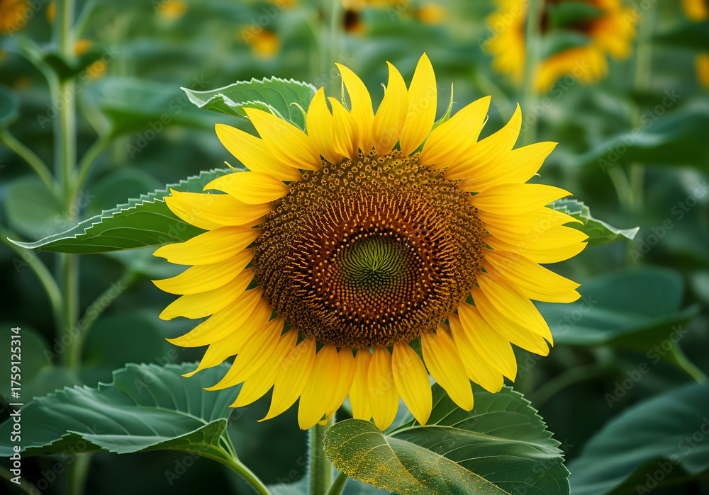 Fototapeta premium Yellow Sunflower Facing Slightly Down