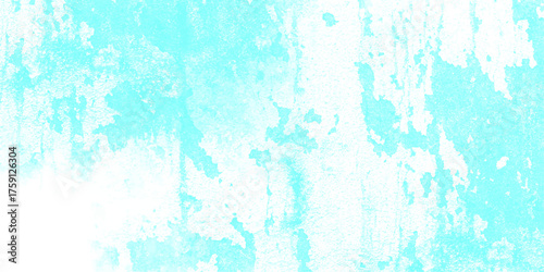 Bright Cyan and White Textured Background with Peeling Paint Effect and Distressed Surface blue