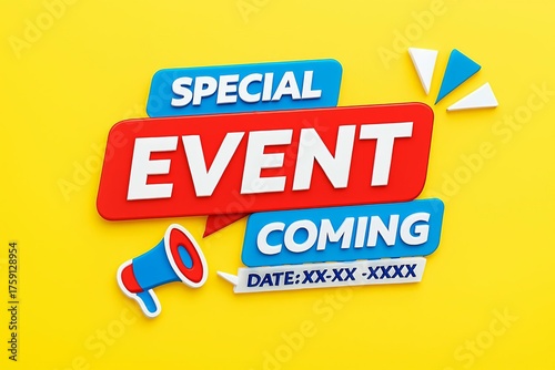 Wallpaper Mural Bright and energetic special event announcement with a megaphone and confetti on a vibrant yellow background Torontodigital.ca