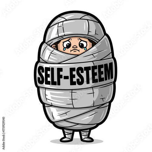 Low Self-Esteem A Depiction of Vulnerability and Emotional Struggle in Cartoon Form