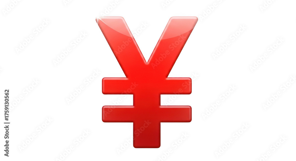 Obraz premium Glossy Red Yen Yuan Currency Symbol On Black Background