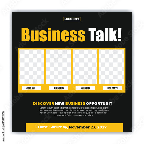 Online course and business conference and spoken english social media post template design vector