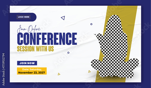 Online course and business conference and spoken english social media banner template design vector