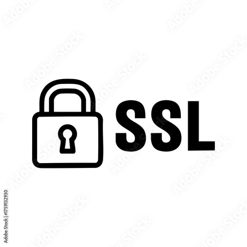 Vector art of secure sockets layer ssl padlock icon with text