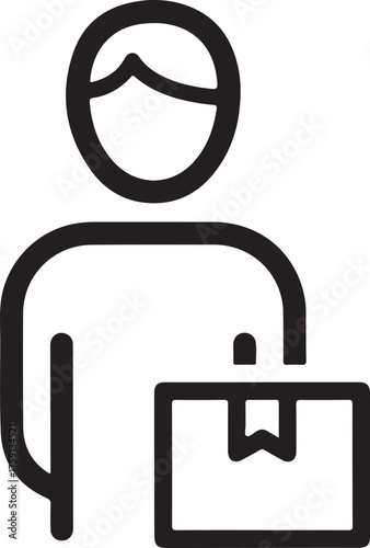 Vector art of a simple vector illustration of two people standing behind a box, possibly representing family, teamwork, or support, the minimalist design is clean and modern outline icon on