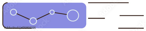 Connected dots on a graph line in a rectangle, with lines indicating data flow. Ideal for analytics, growth tracking, measurement, progress, forecasting, comparison business trends. Simple flat