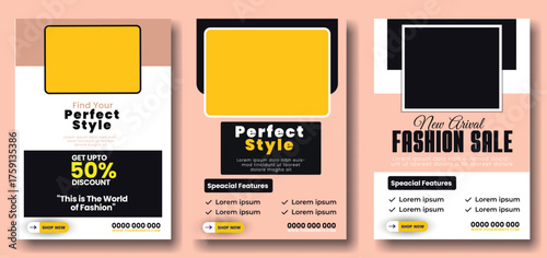 Elegant black fashion collection vertical banners with gold accents