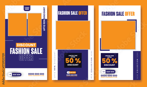 Fashion sale event with discount offers and product displays