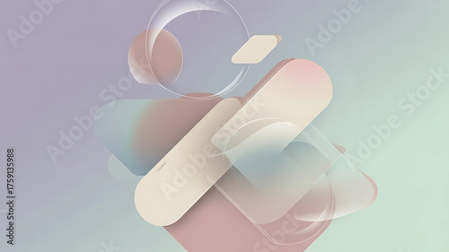 Abstract soft pastel shapes with ethereal light and bokeh effect