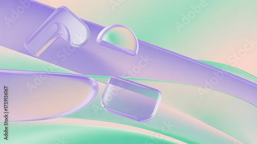 Abstract pastel gradient flowing shapes with iridescent highlights