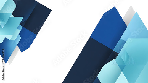 Abstract geometric shapes in shades of blue and white