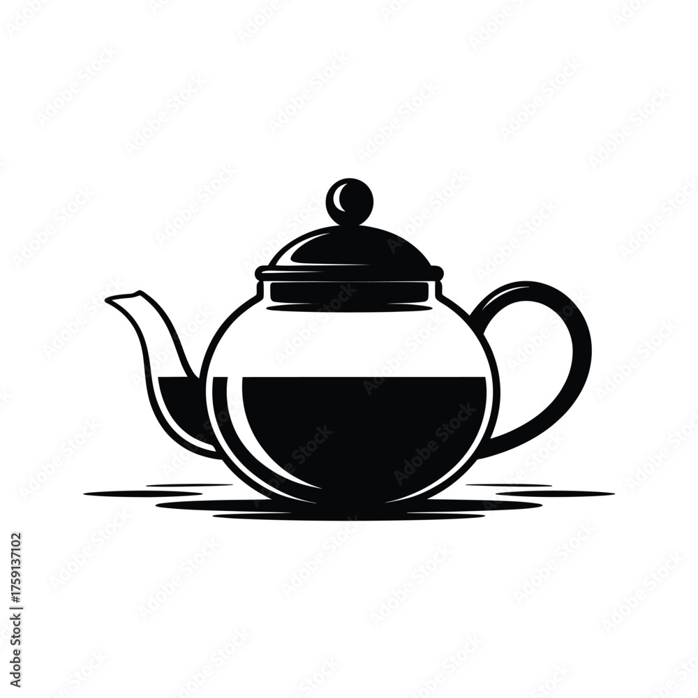 Obraz premium Simple black and white silhouette of a teapot filled with liquid