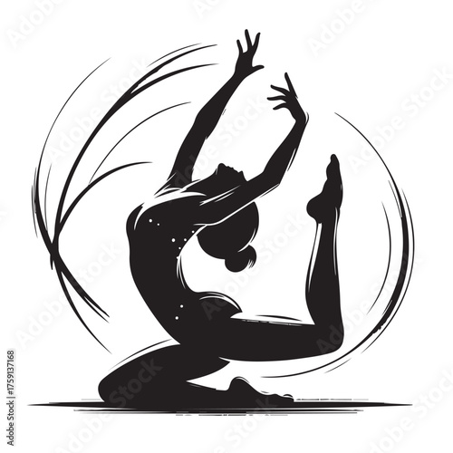 Female Gymnast Silhouette – Handstand Pose Illustration