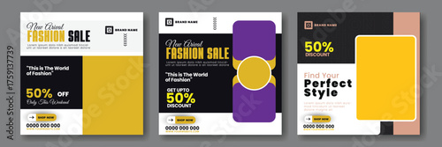 Fashion sale social media post design and promotional web banner template