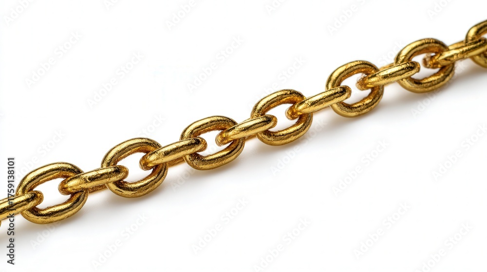 Obraz premium Mini brass chain isolated on white background