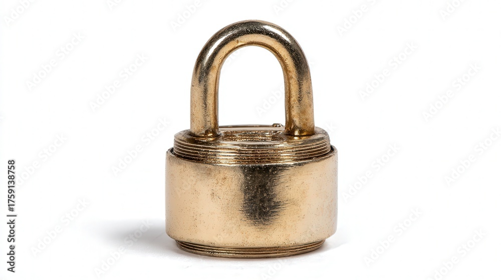 Naklejka premium Mini brass lock orb isolated on white background