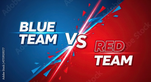 Blue Team Versus Red Team Dynamic Split Background with Shattered Effect