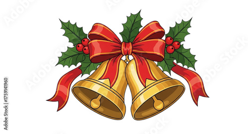 christmas bells with red ribbon