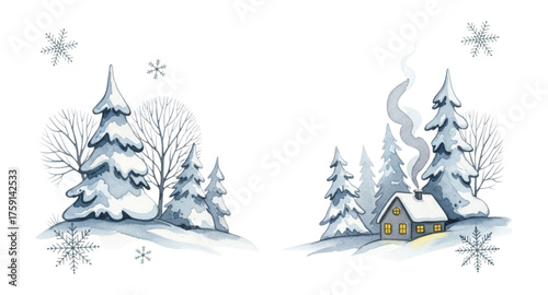 winter landscape with a house