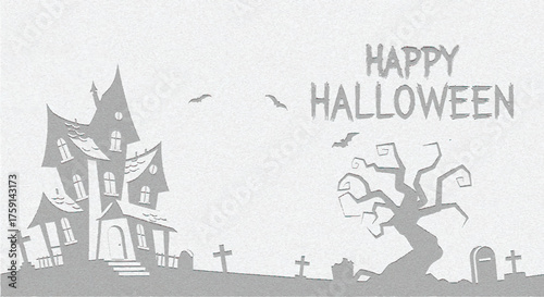 Haunted house and spooky trees with transparent background
