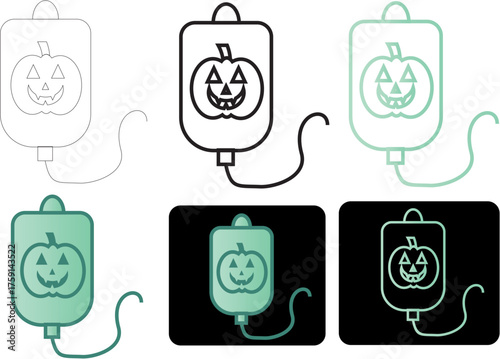 Minimalist Halloween Pumpkin IV Bag Icons A Collection of Modern and Flat Design Elements for Spooky Themes