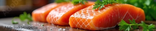 Raw Salmon Filets Close-up Revealing Potential Salmonella Contamination Risk.  Proper Food Handling and Hygiene are Essential for Safe Consumption.  Emphasis on Food Safety and Health.