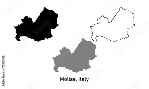 Molise Region of Italy map vector illustration. map in outline style, black color, gray color.