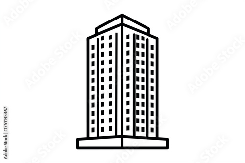 Modern skyscraper building line art icon