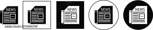 News publish icon set with newspaper press media communication symbols in flat styles vectors illustration for journalism, online article, newsletter and information concept designs collection.