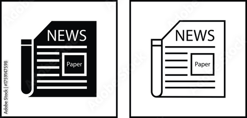 News publish icon set with newspaper press media communication symbols in flat, outline style vectors illustration for journalism, online article, newsletter and information concept design collection.