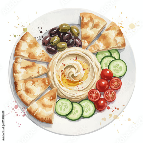 Healthy Food Watercolor Collection on White Background