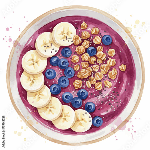 Healthy Food Watercolor Collection on White Background