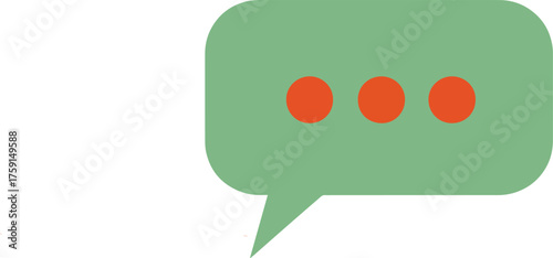 Green speech bubble with three red dots a minimalist illustration communication and messaging apps isolated on white