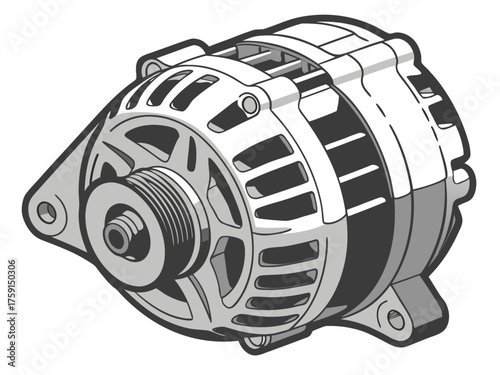 Realistic 3d car alternator metallic texture vector illustration scalable vector