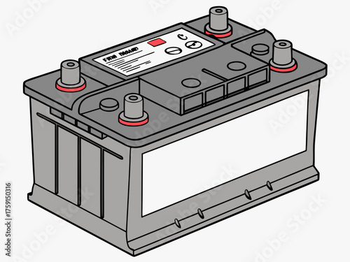 Realistic 3d car battery illustration with detailed electric terminals vector vector
