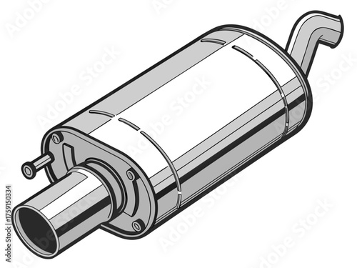 3d stainless steel car exhaust muffler vector illustration scalable icon vector