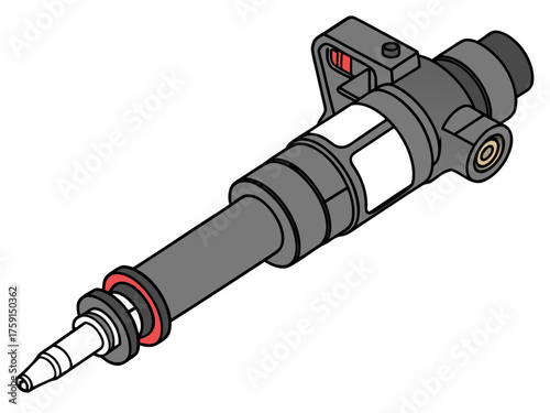3d detailed car fuel injector nozzle with wire vector illustration vector