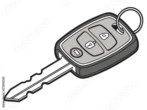 Modern car ignition key fob with remote buttons isolated vector illustration vector