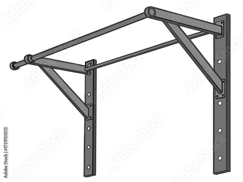 3d wall mounted metal pull up bar fitness equipment vector illustration vector