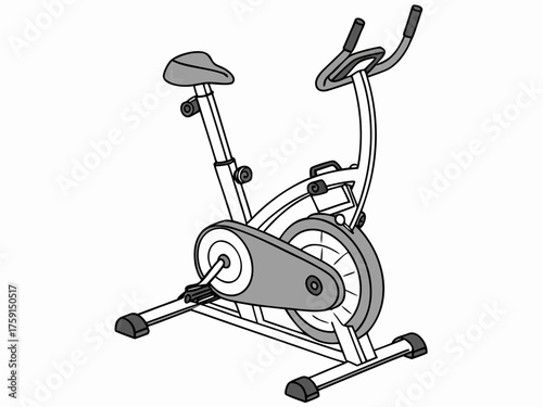 Stationary exercise bike vector illustration metallic frame scalable icon vector