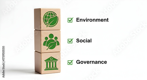 ESG business pillars: Environment, Social, Governance explained with icons