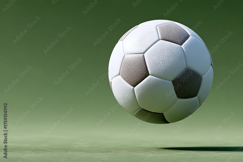 Naklejka premium Soccer Ball Floating Above Green Background for Sports and Recreation Concepts